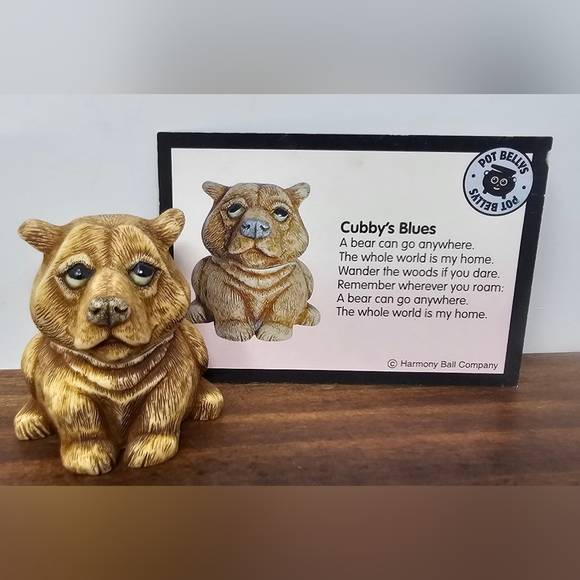 Vintage 2001 Pot Belly Harmony Kingdom Cubby's Blues Bear Trinket Box Hidden - Picture 1 of 13